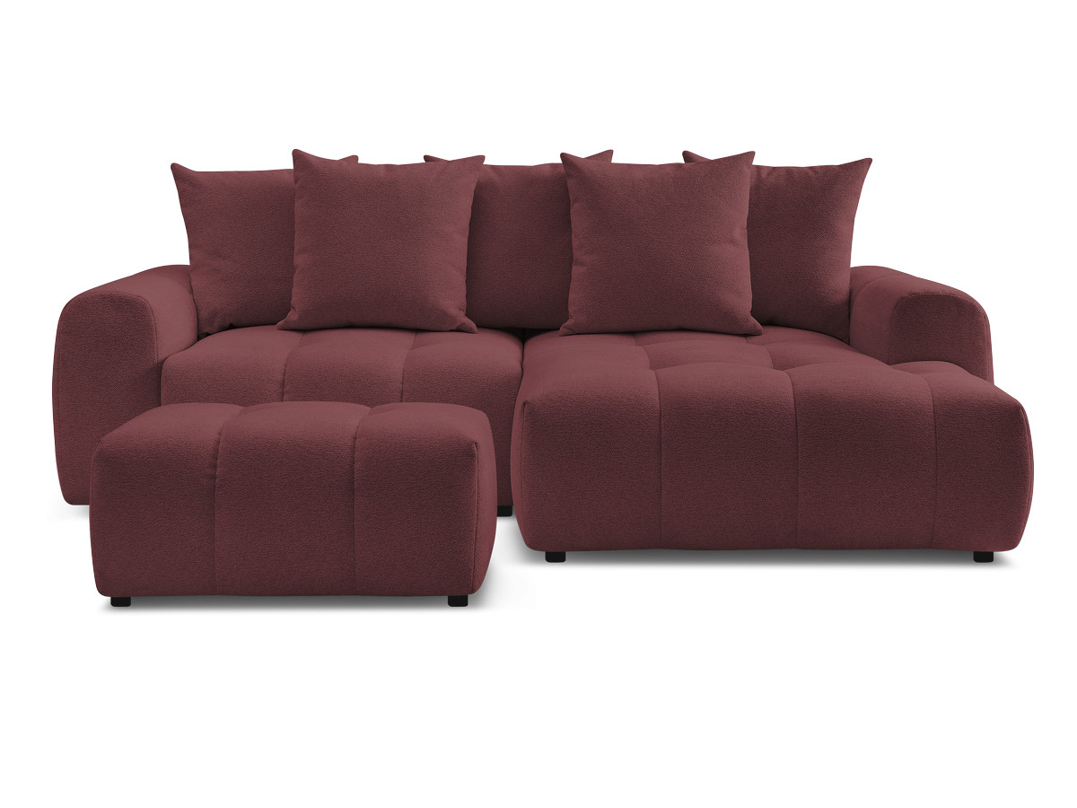 Canapé d'angle convertible coffre ROXELANE tissu chiné avec pouf