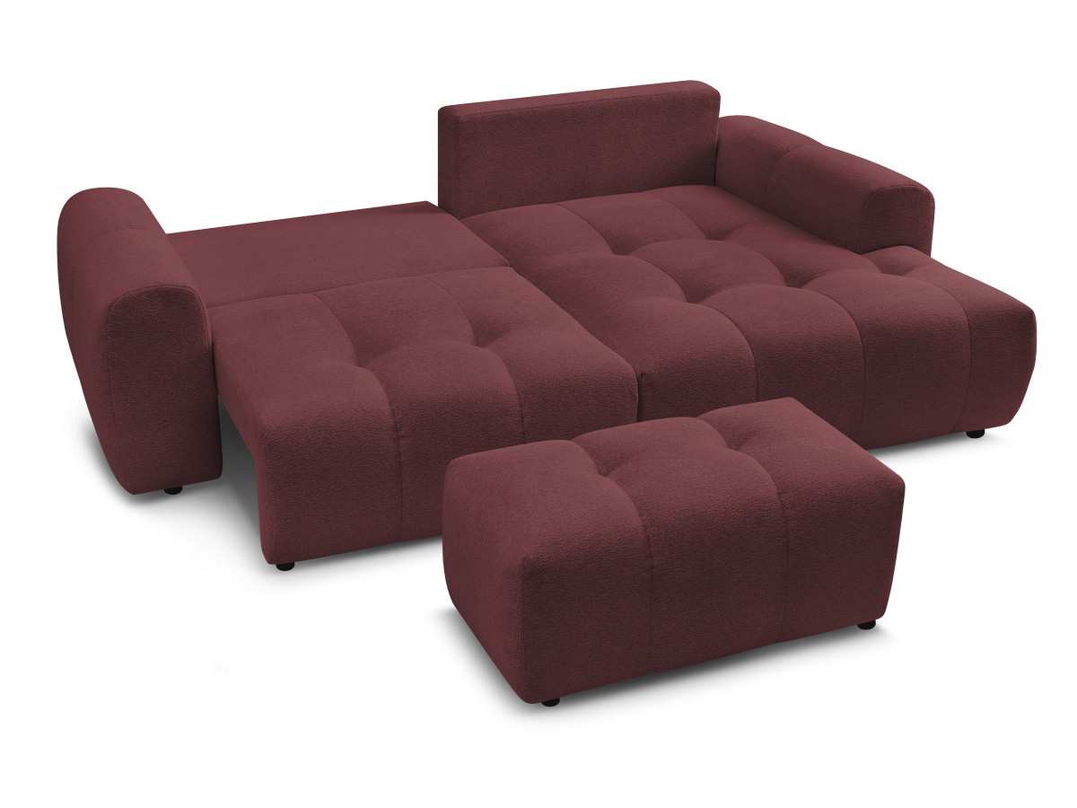 Canapé d'angle convertible coffre ROXELANE tissu chiné avec pouf
