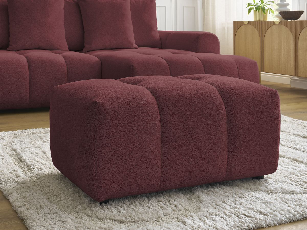 Canapé d'angle convertible coffre ROXELANE tissu chiné avec pouf