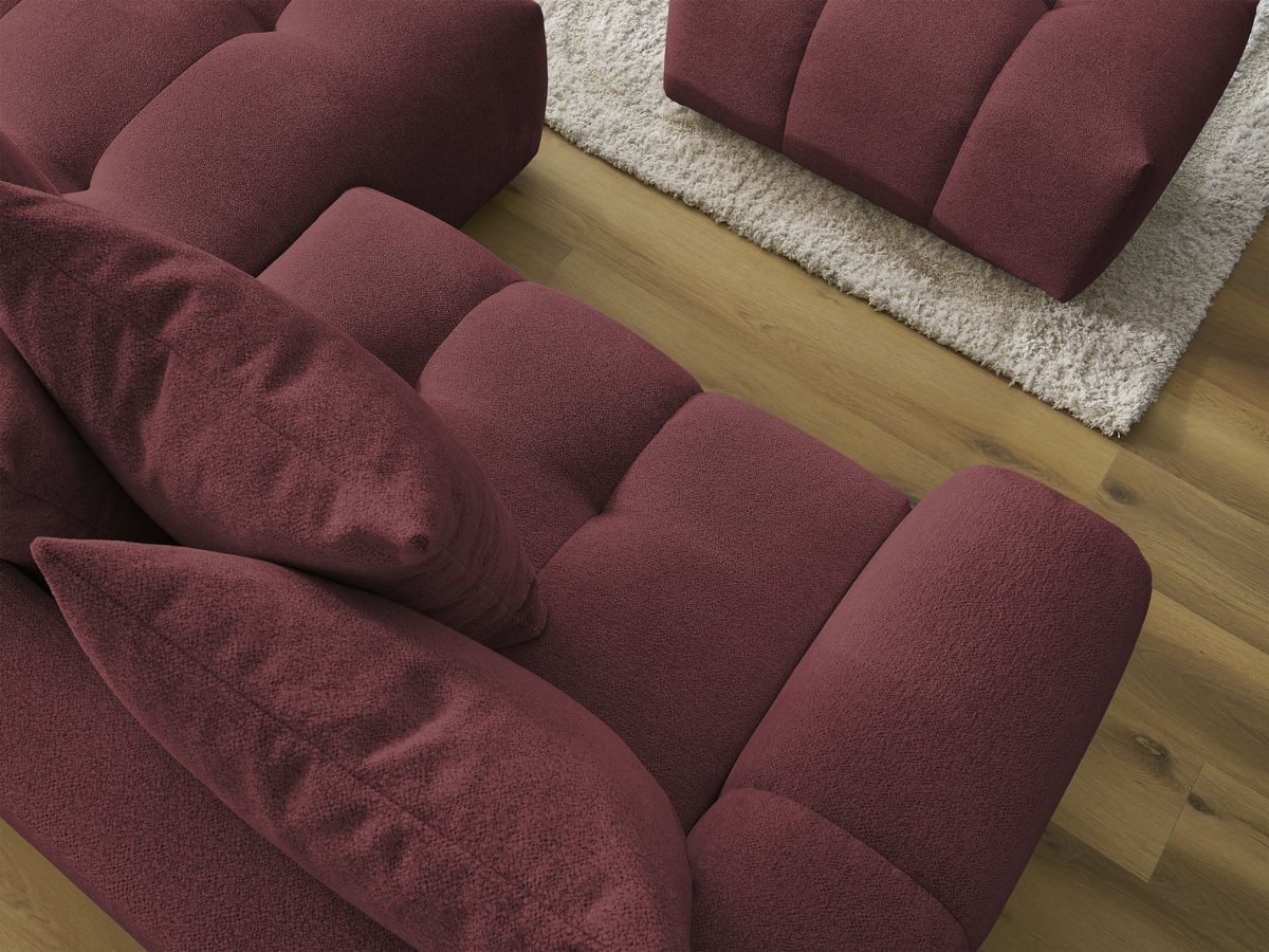 Canapé d'angle convertible coffre ROXELANE tissu chiné avec pouf