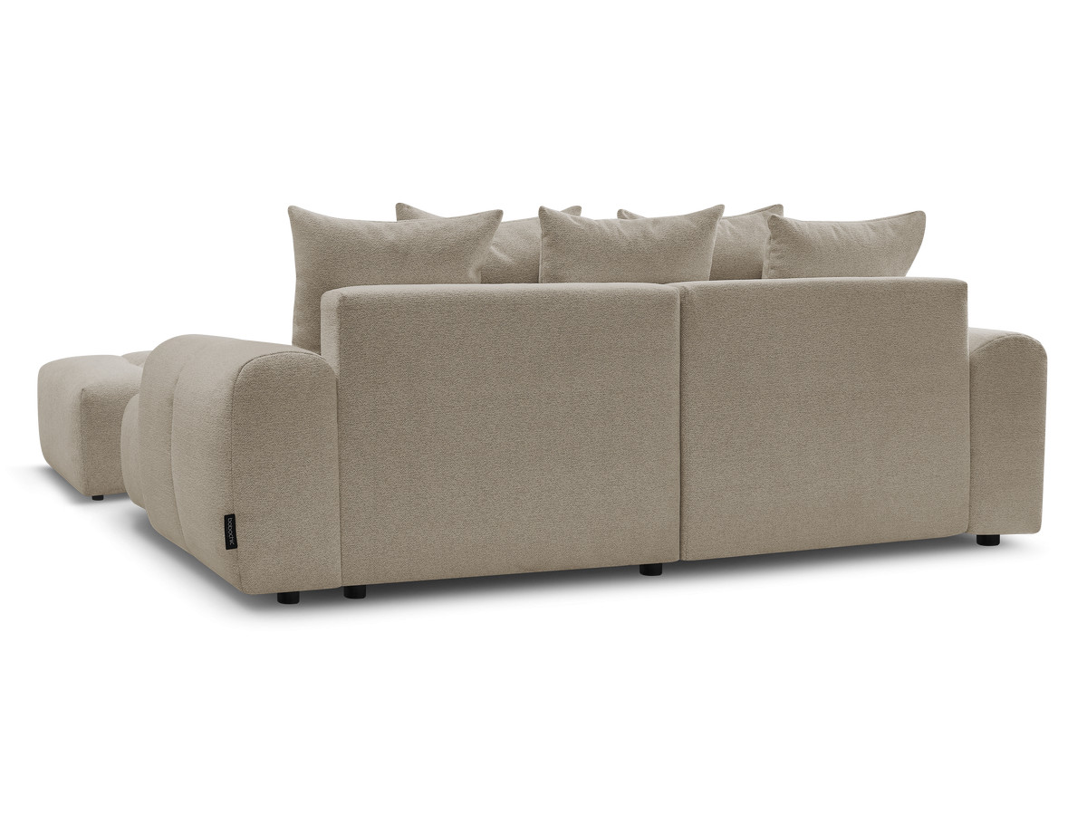 Canapé d'angle convertible coffre ROXELANE tissu chiné avec pouf