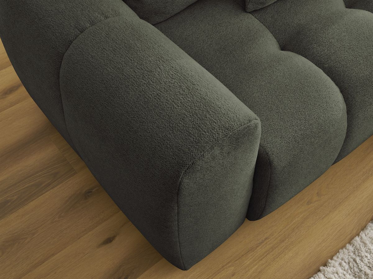 Canapé d'angle convertible coffre ROXELANE tissu chiné avec pouf