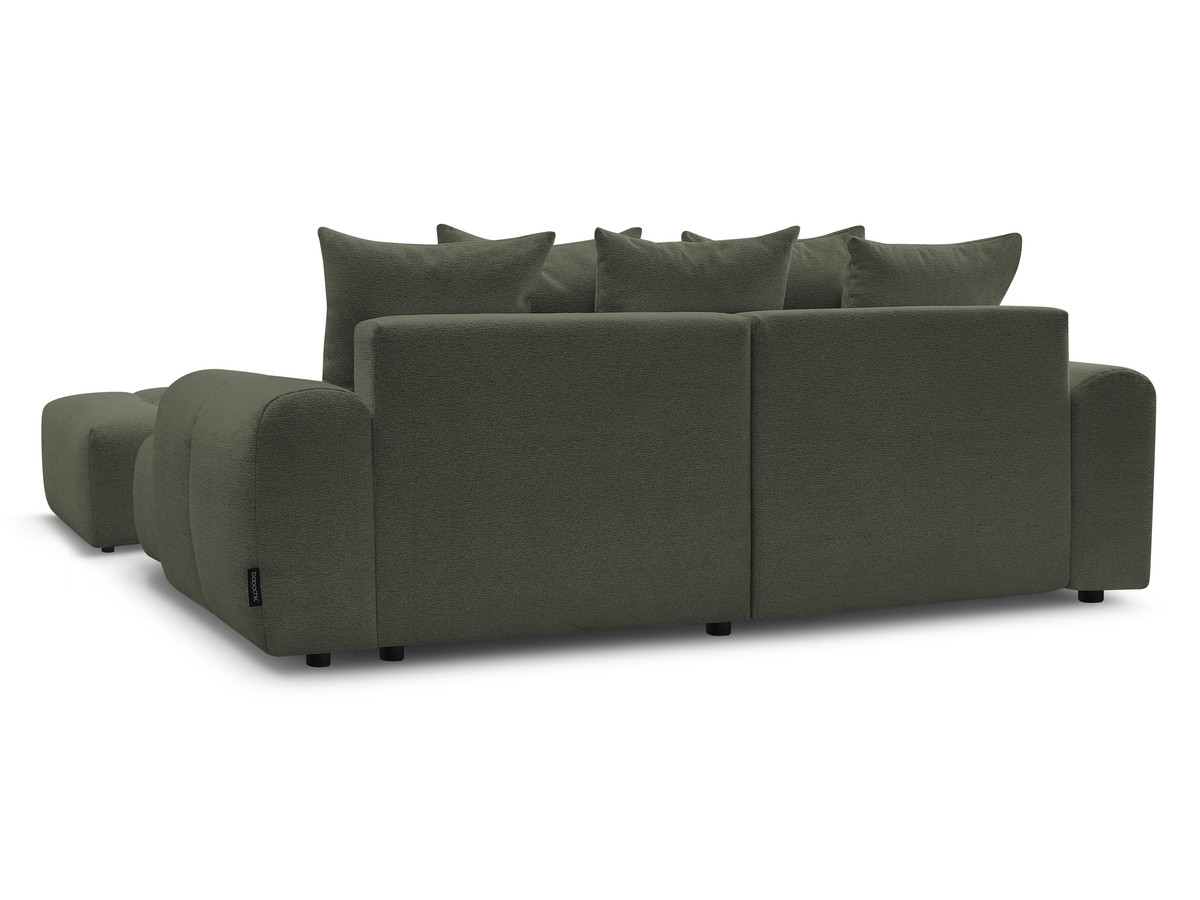 Canapé d'angle convertible coffre ROXELANE tissu chiné avec pouf