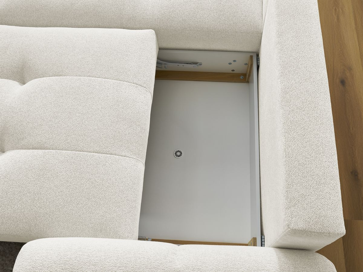 Canapé d'angle convertible coffre ROXELANE tissu chiné avec pouf