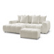 Canapé d'angle convertible coffre ROXELANE tissu chiné avec pouf