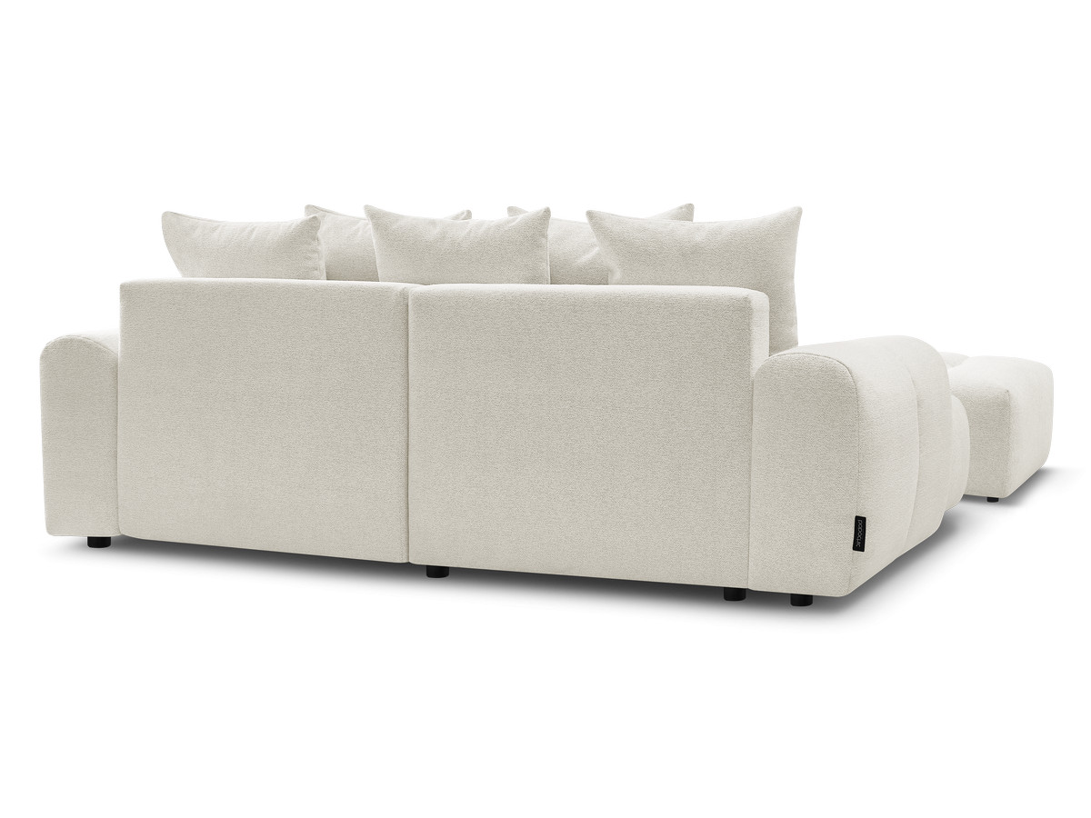Canapé d'angle convertible coffre ROXELANE tissu chiné avec pouf