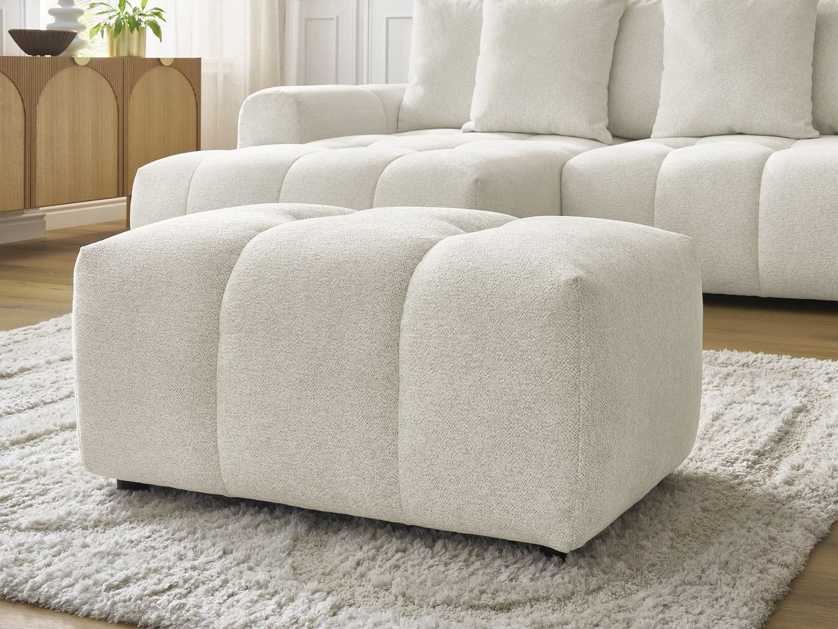 Canapé d'angle convertible coffre ROXELANE tissu chiné avec pouf