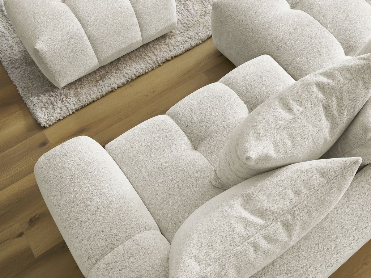 Canapé d'angle convertible coffre ROXELANE tissu chiné avec pouf