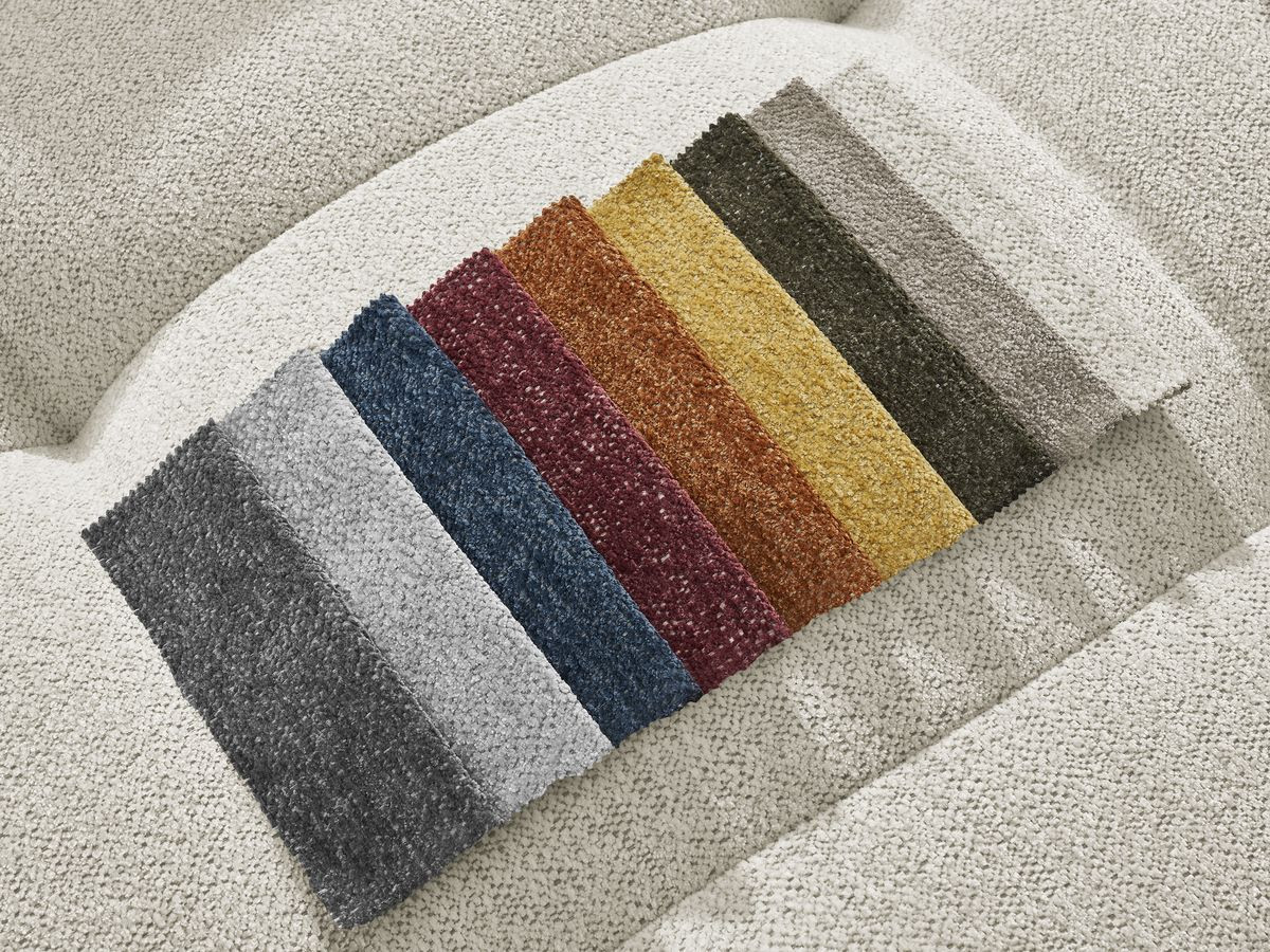 Canapé d'angle convertible coffre ROXELANE tissu chiné avec pouf