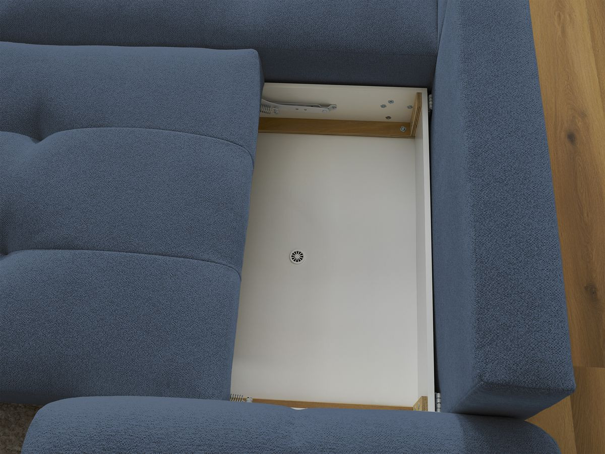 Canapé d'angle convertible coffre ROXELANE tissu chiné avec pouf