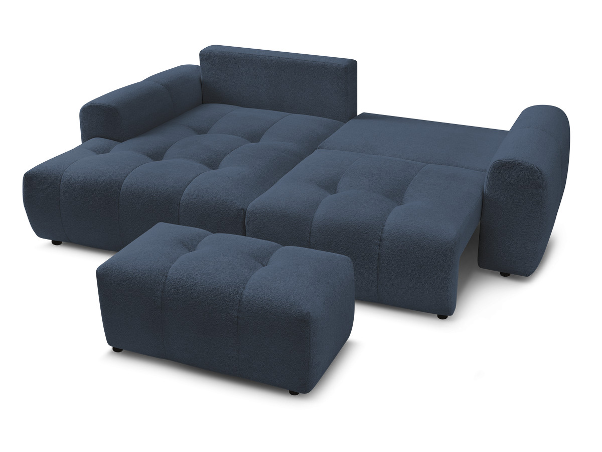 Canapé d'angle convertible coffre ROXELANE tissu chiné avec pouf