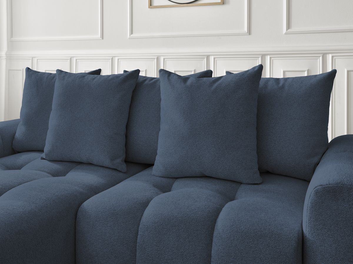 Canapé d'angle convertible coffre ROXELANE tissu chiné avec pouf