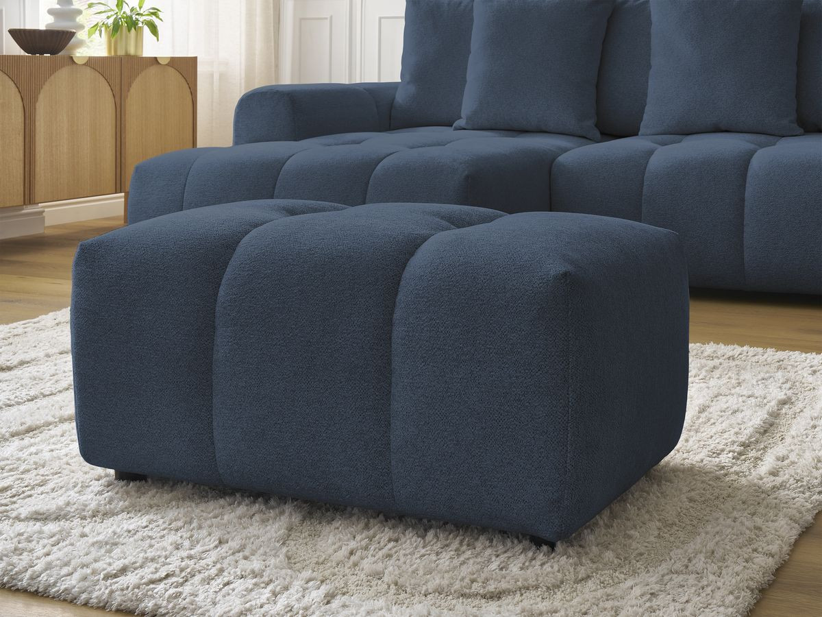 Canapé d'angle convertible coffre ROXELANE tissu chiné avec pouf