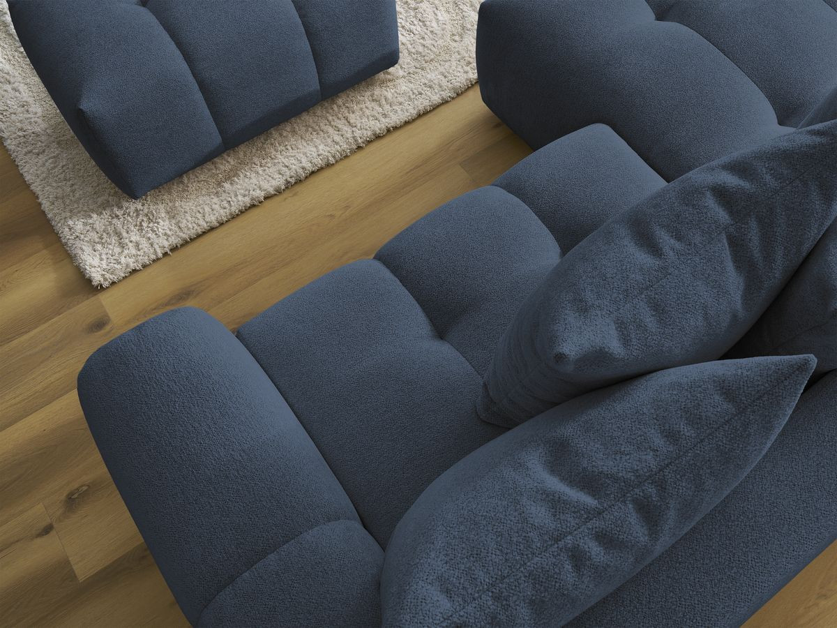 Canapé d'angle convertible coffre ROXELANE tissu chiné avec pouf