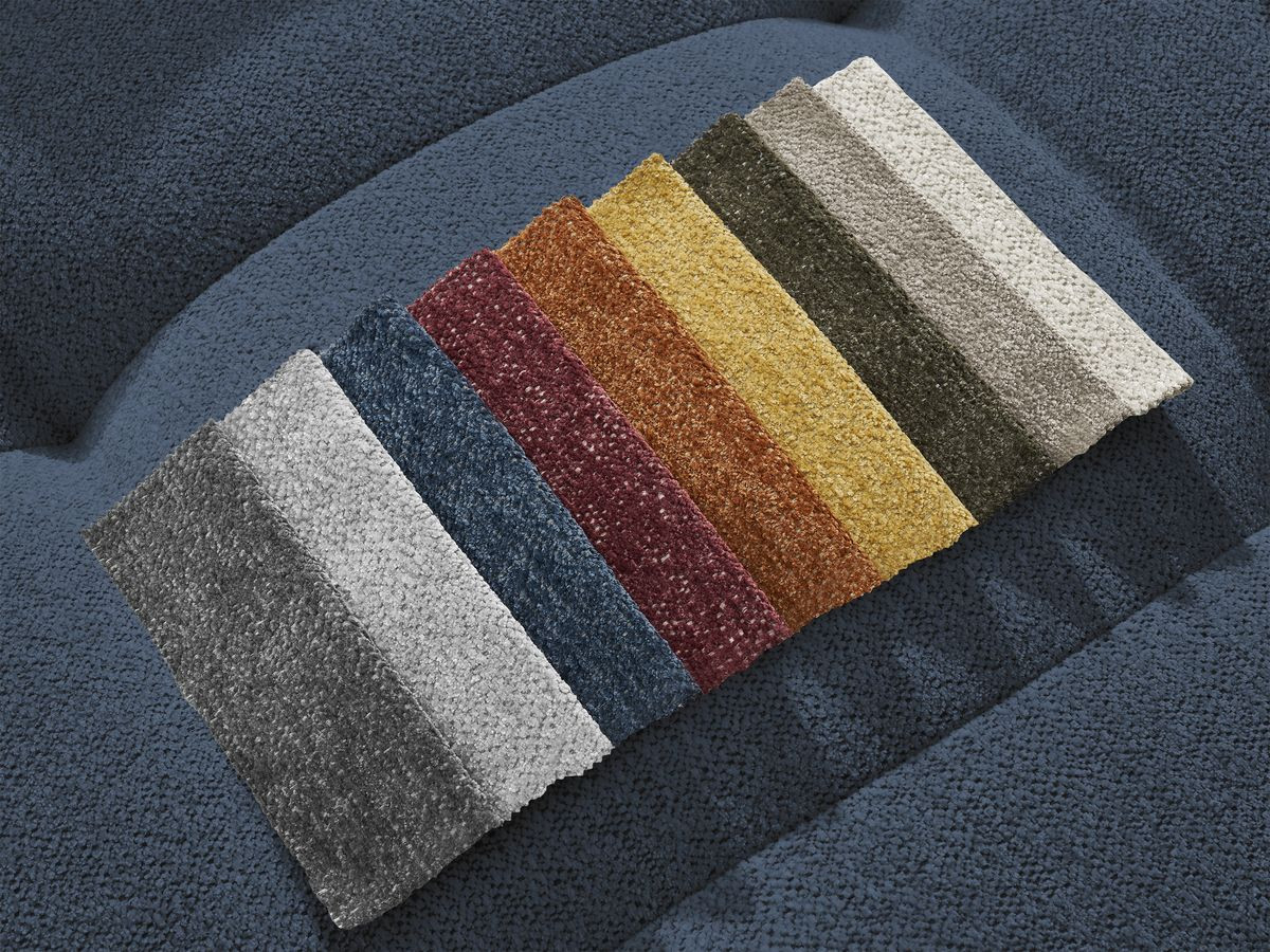 Canapé d'angle convertible coffre ROXELANE tissu chiné avec pouf