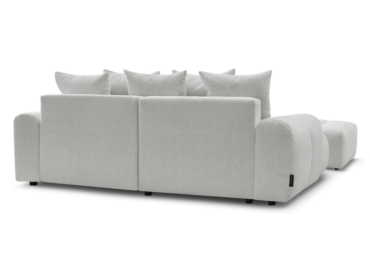 Canapé d'angle convertible coffre ROXELANE tissu chiné avec pouf