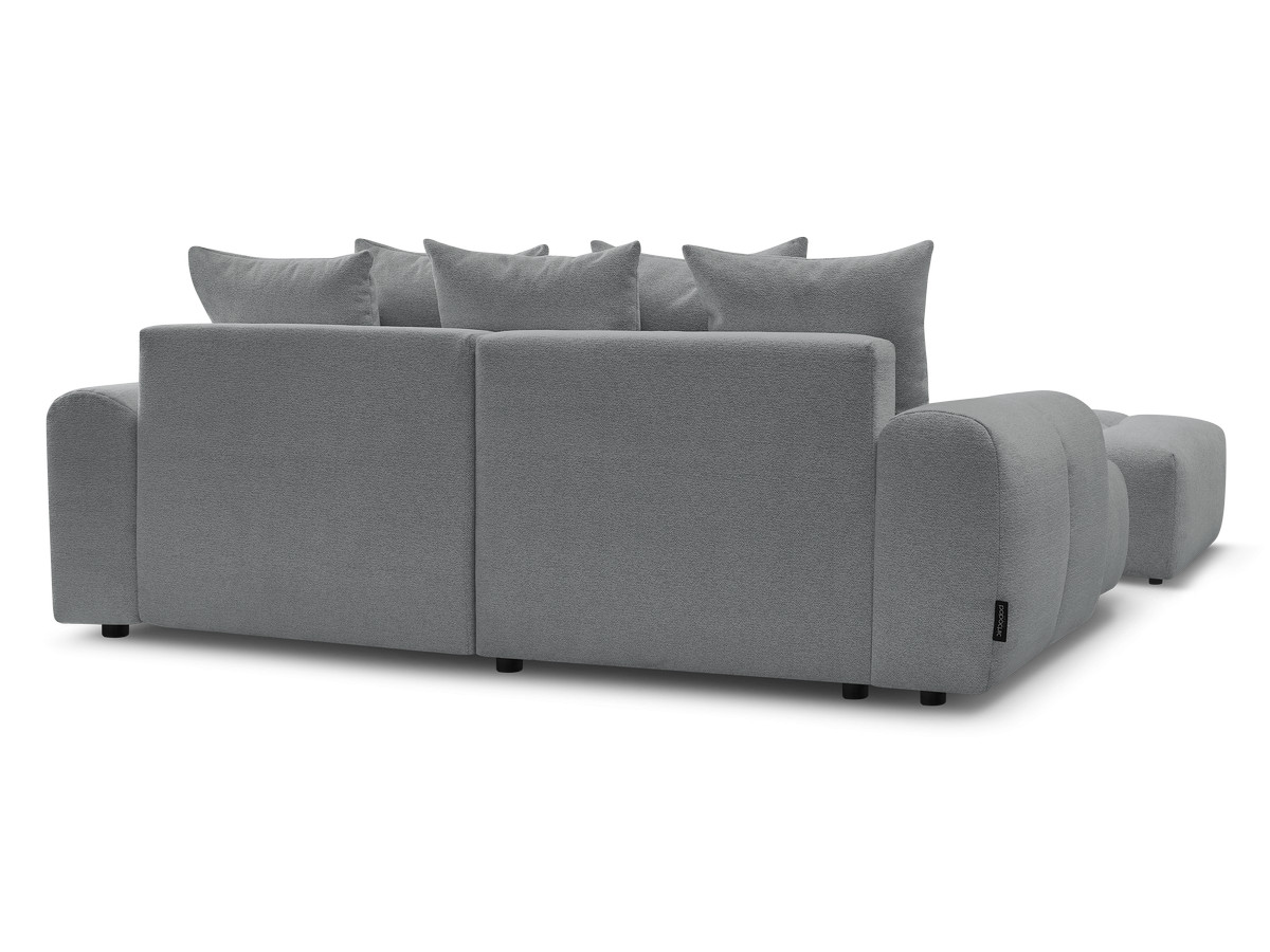 Canapé d'angle convertible coffre ROXELANE tissu chiné avec pouf