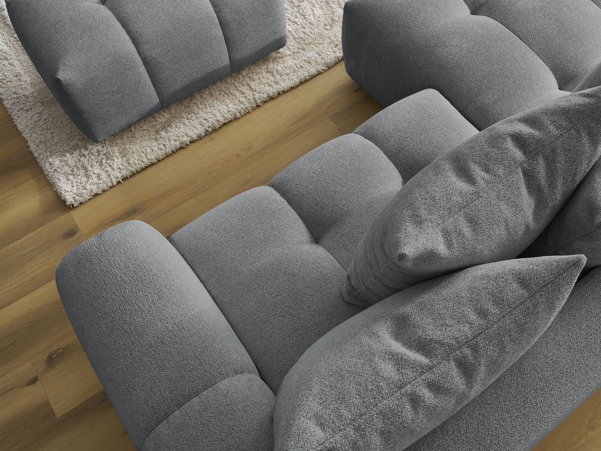 Canapé d'angle convertible coffre ROXELANE tissu chiné avec pouf