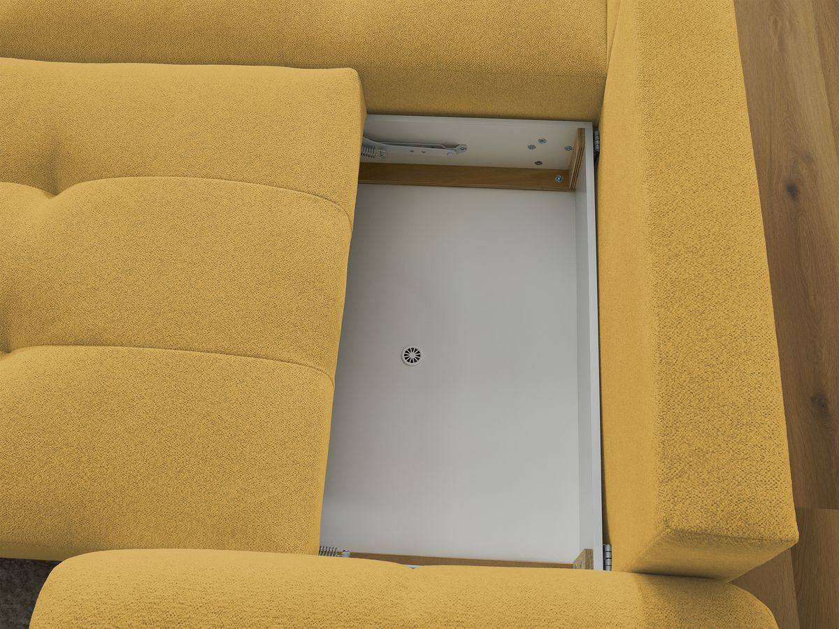 Canapé d'angle convertible coffre ROXELANE tissu chiné avec pouf