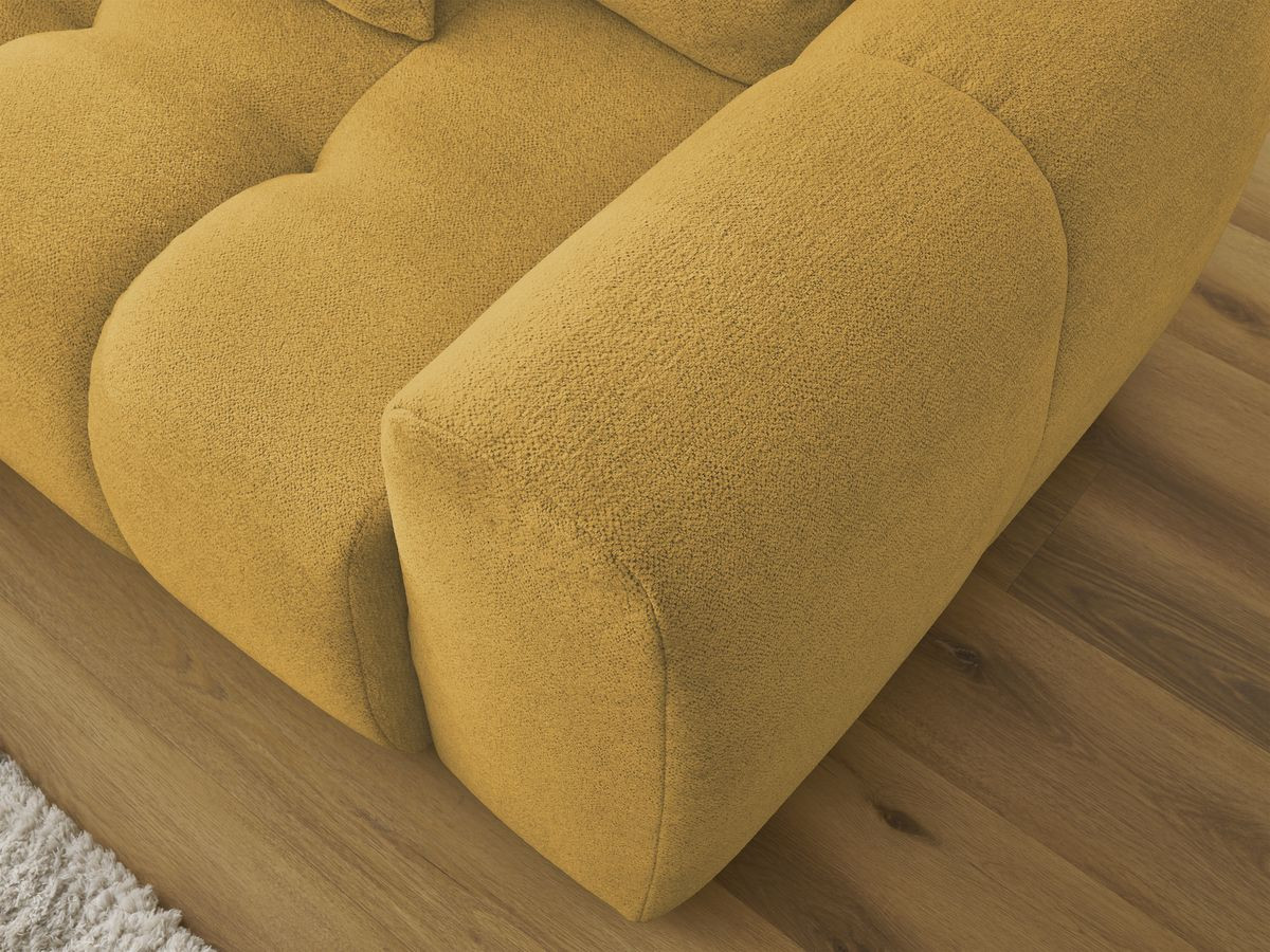 Canapé d'angle convertible coffre ROXELANE tissu chiné avec pouf