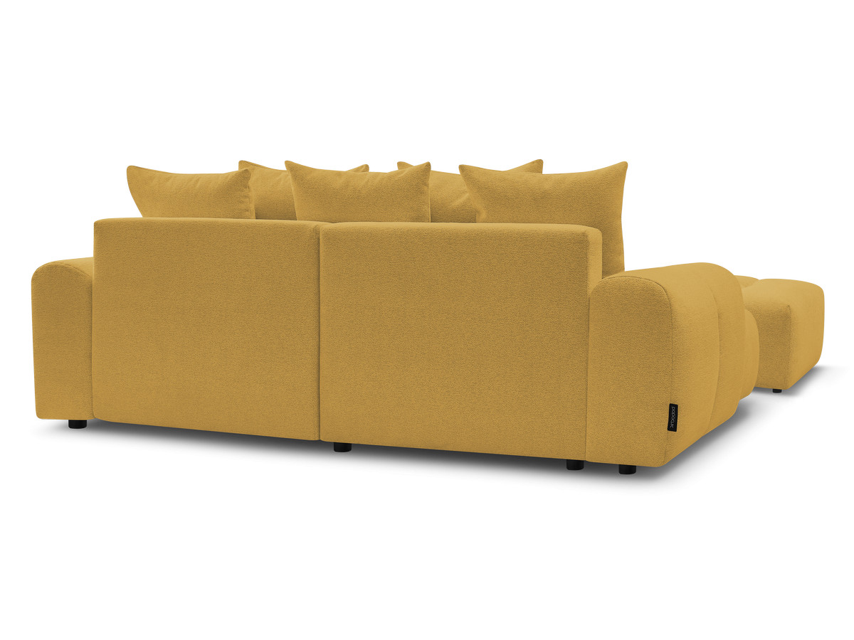 Canapé d'angle convertible coffre ROXELANE tissu chiné avec pouf