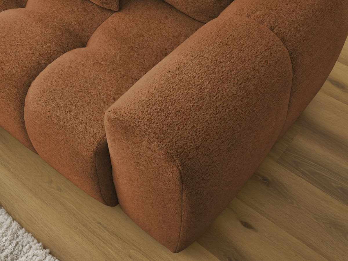 Canapé d'angle convertible coffre ROXELANE tissu chiné avec pouf