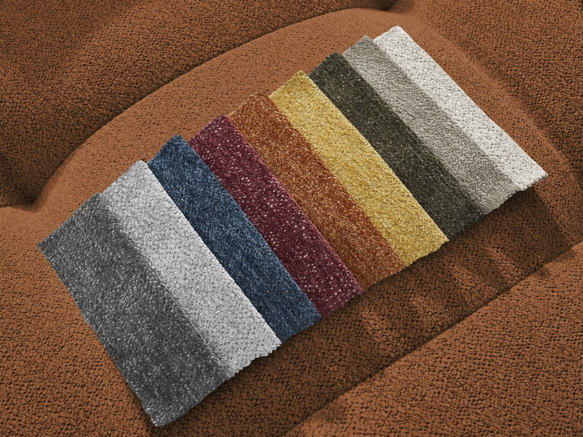Canapé d'angle convertible coffre ROXELANE tissu chiné avec pouf