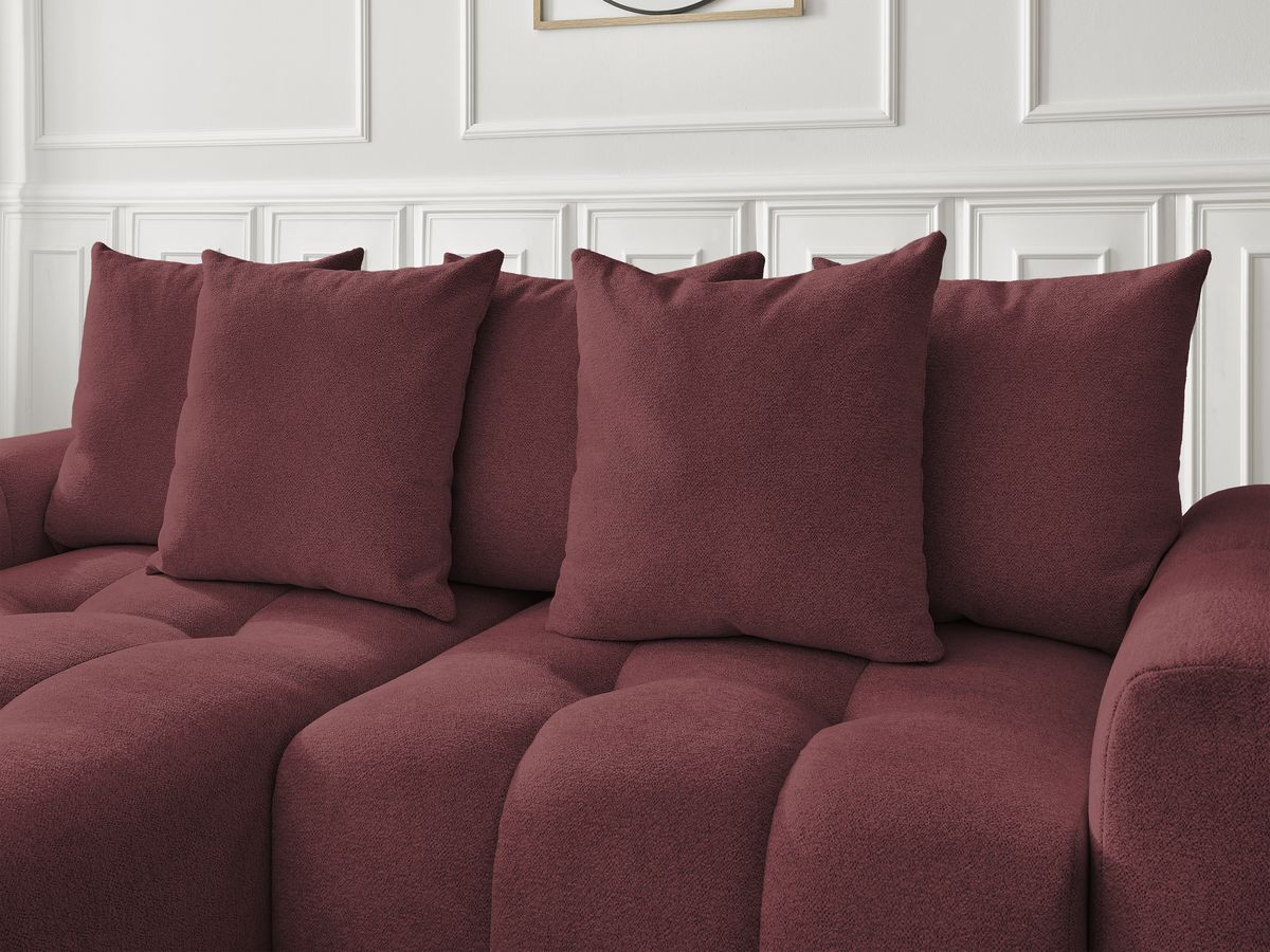 Canapé d'angle convertible coffre ROXELANE tissu chiné avec pouf
