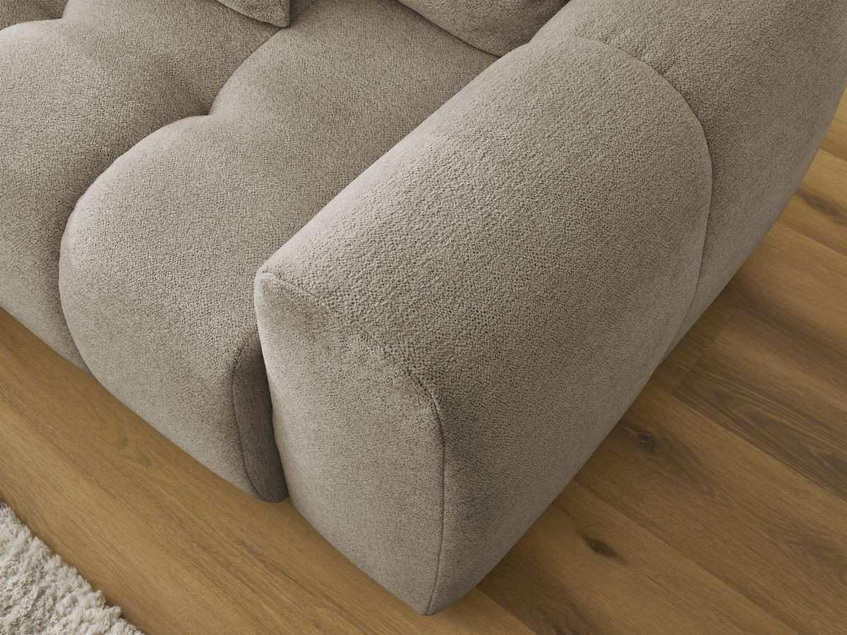 Canapé d'angle convertible coffre ROXELANE tissu chiné avec pouf