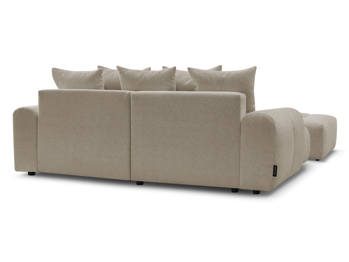 Canapé d'angle convertible coffre ROXELANE tissu chiné avec pouf