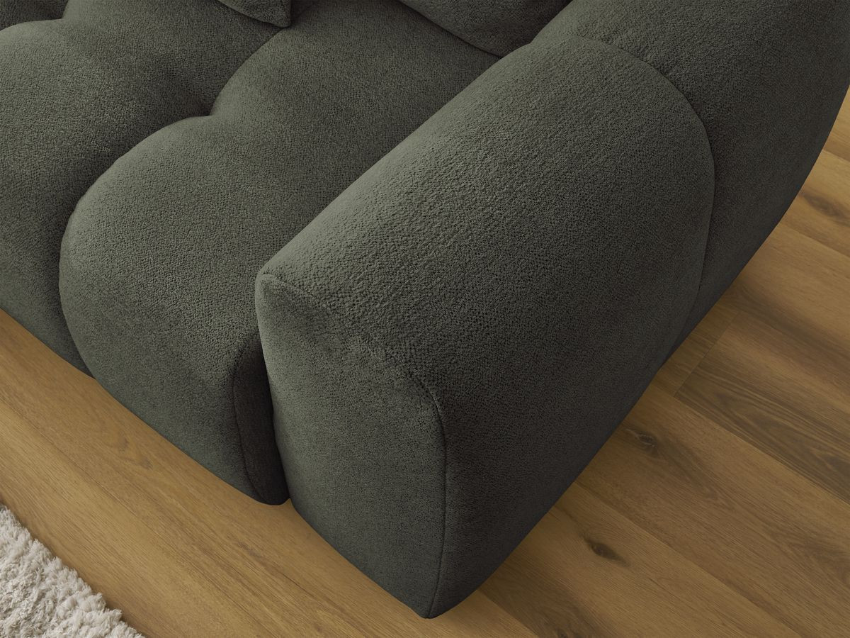 Canapé d'angle convertible coffre ROXELANE tissu chiné avec pouf
