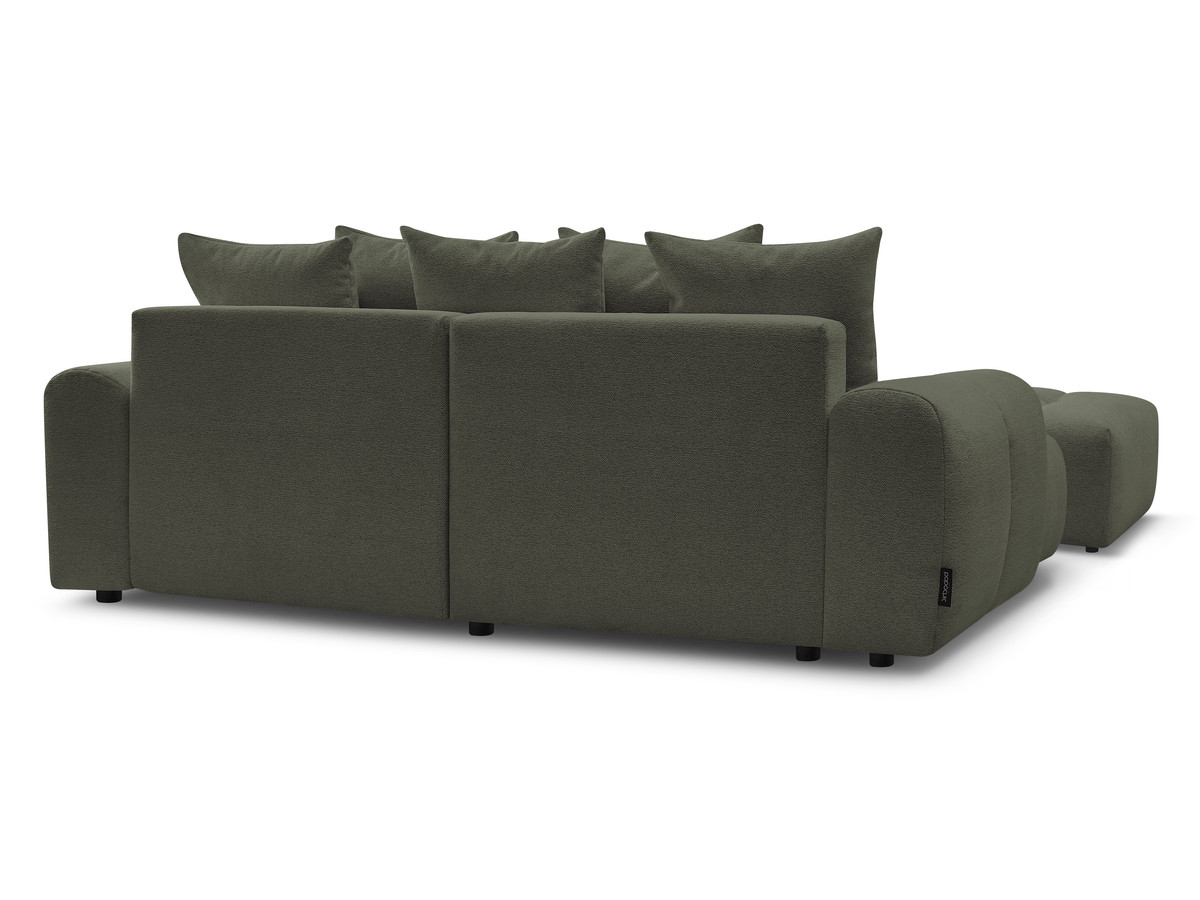 Canapé d'angle convertible coffre ROXELANE tissu chiné avec pouf