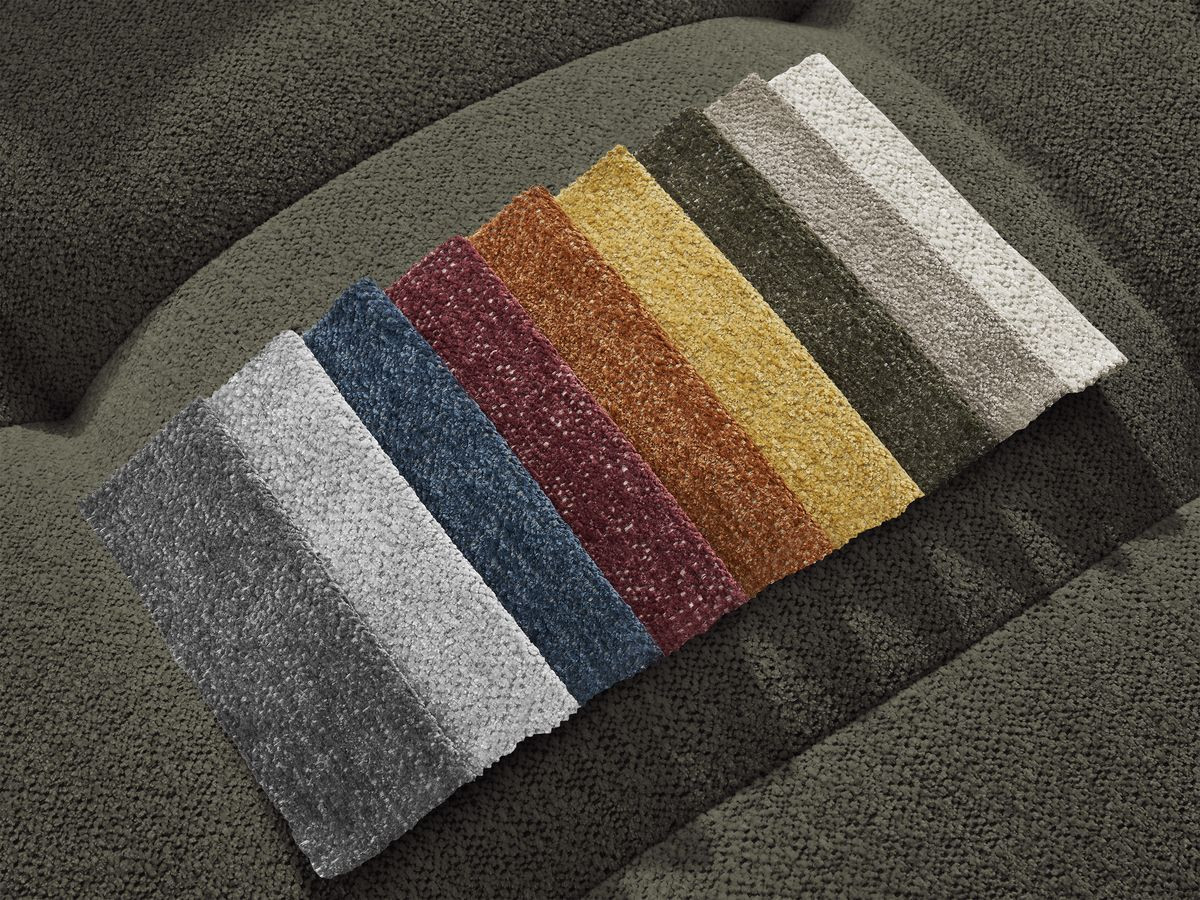 Canapé d'angle convertible coffre ROXELANE tissu chiné avec pouf