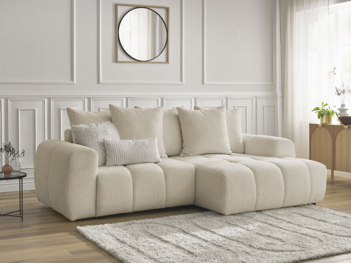 Canapé d'angle convertible coffre ROXELANE tissu chiné