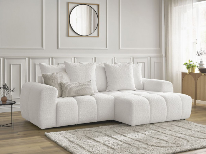 Canapé d'angle convertible coffre ROXELANE tissu chiné