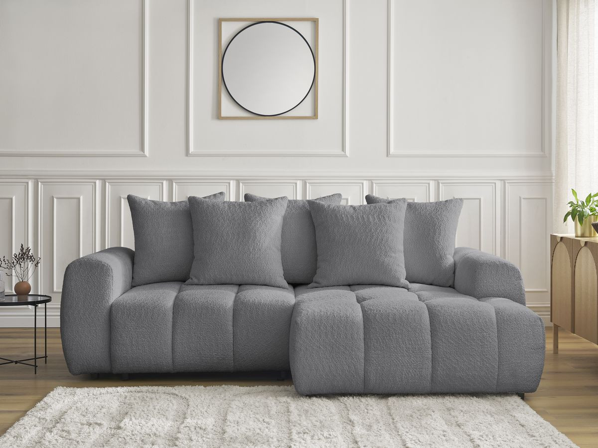 Canapé d'angle convertible coffre ROXELANE bouclette gris foncé — vue 5