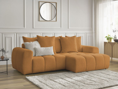 Canapé d'angle convertible coffre ROXELANE tissu bouclette