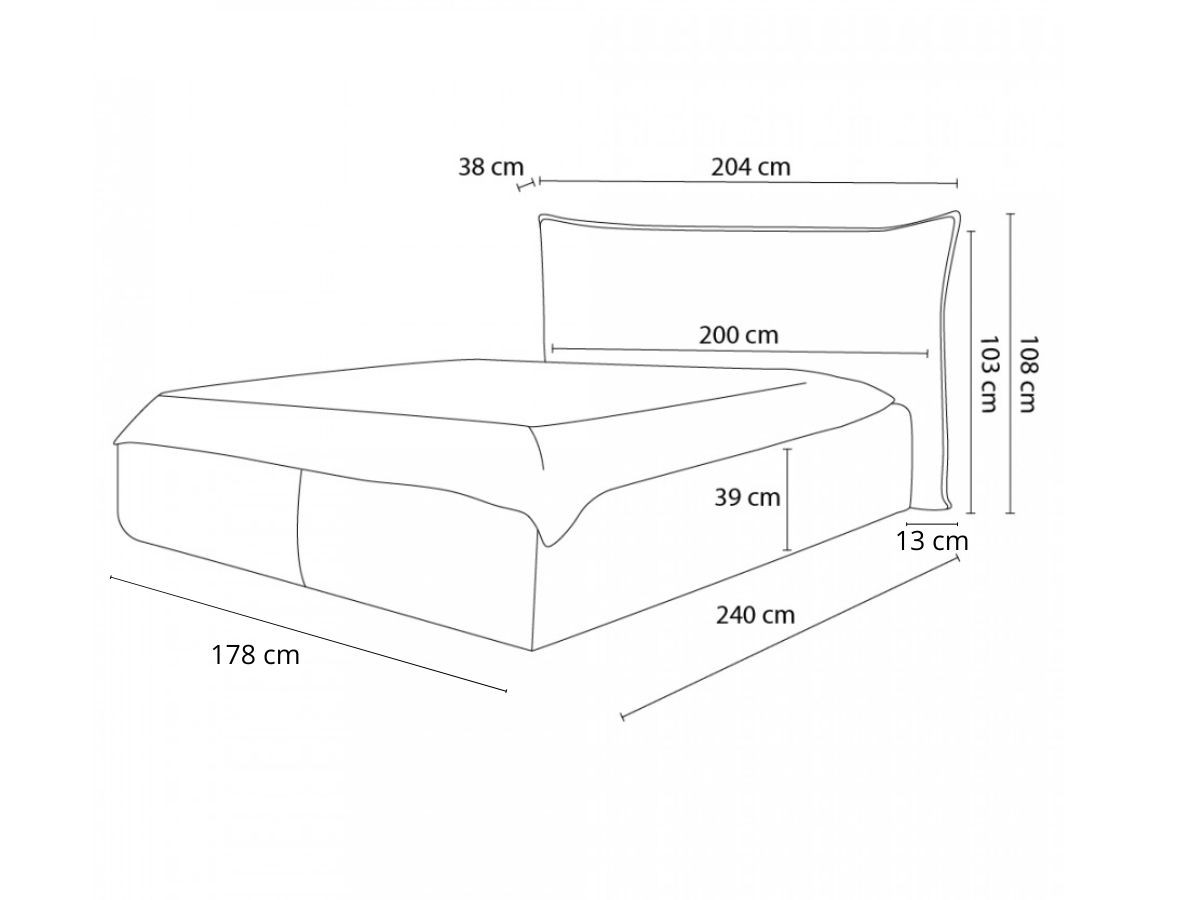 JADE opbergbed met hoofdbord met kusseneffect