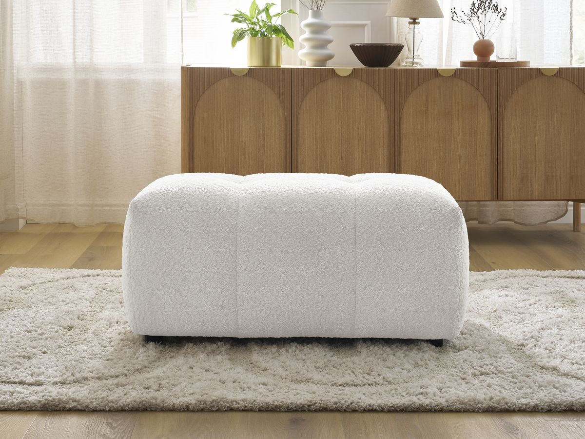 Pouf ROXELANE bouclette blanc — vue 5
