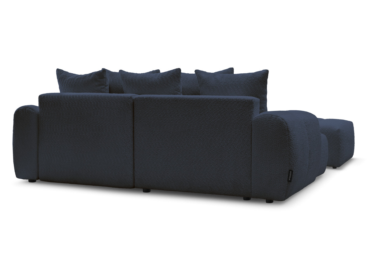 Canapé d'angle convertible coffre ROXELANE tissu bouclette avec pouf