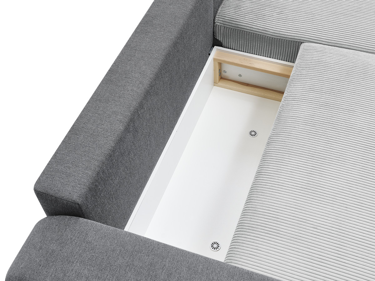 Canapé d'angle fixe EVEREST tissu chiné - Orange - Angle droit - 10 coussins