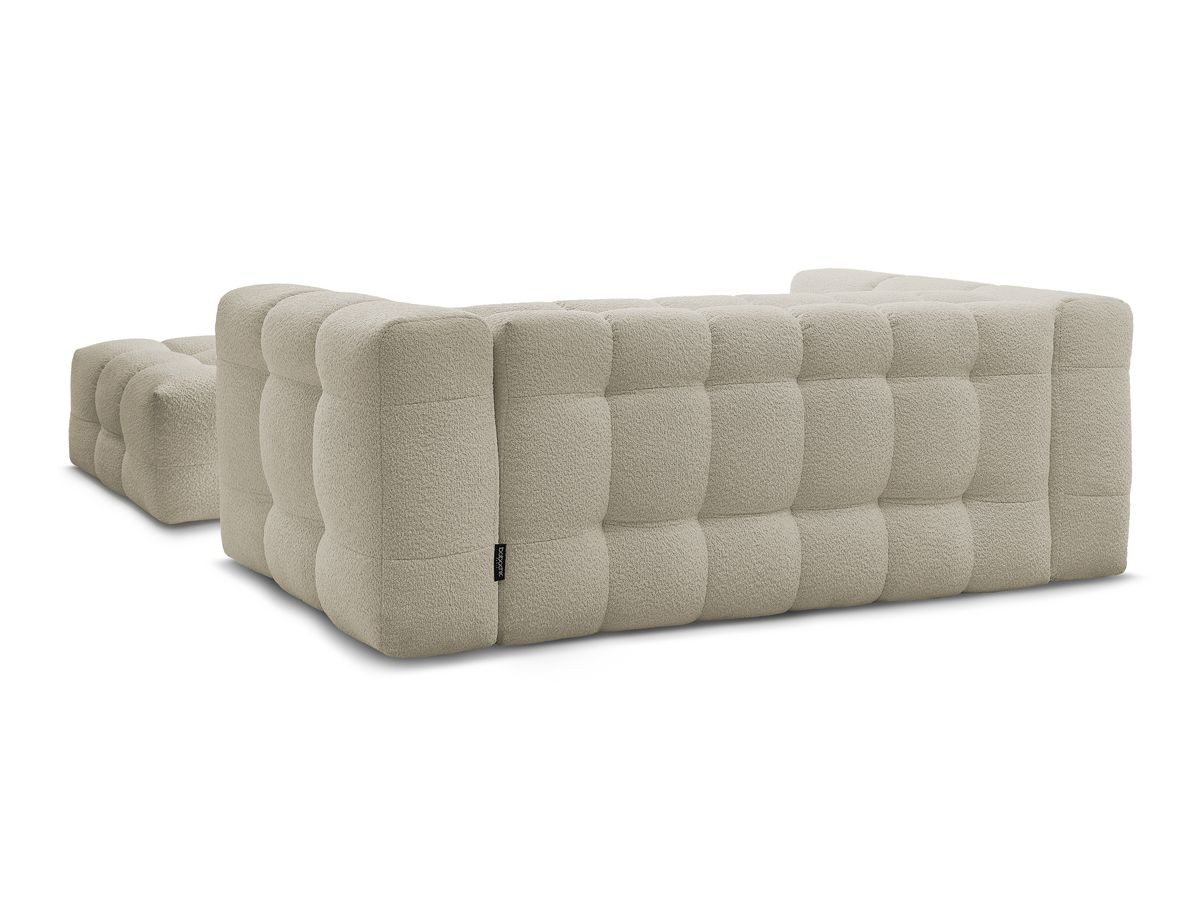 Canapé droit convertible 3 places CLOUD tissu bouclette avec pouf