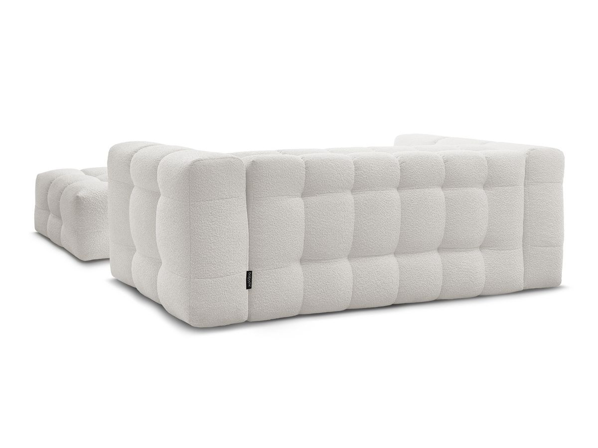 Canapé droit convertible 3 places CLOUD tissu bouclette avec pouf