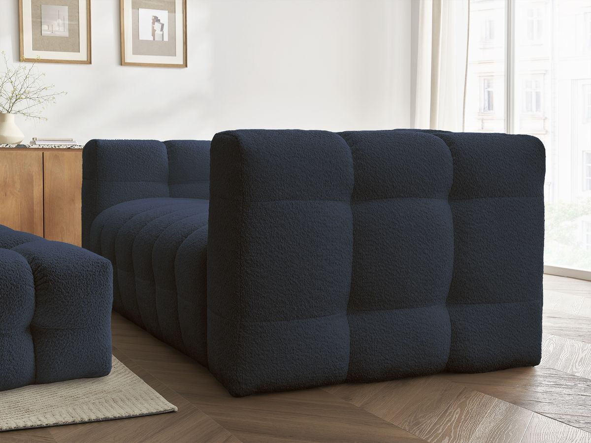 Canapé droit convertible 3 places CLOUD tissu bouclette avec pouf