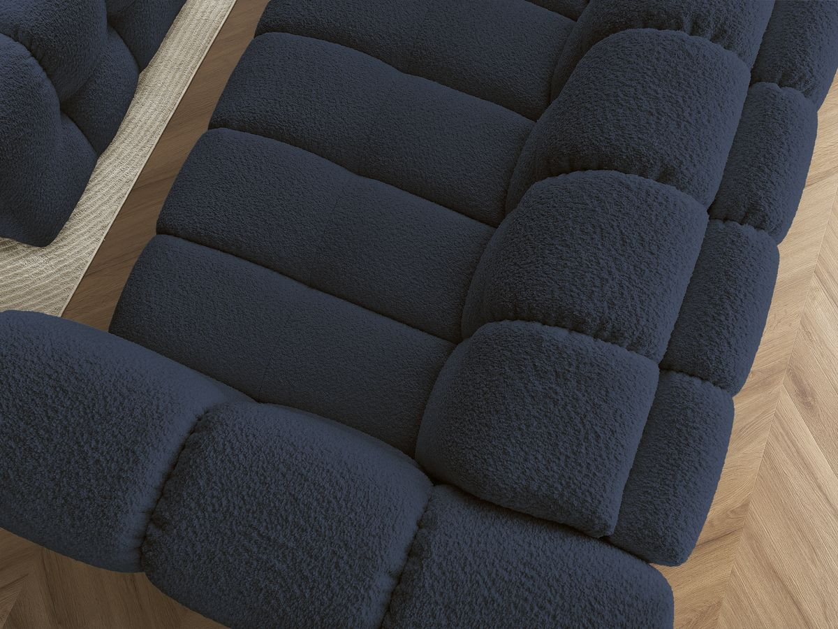 Canapé droit convertible 3 places CLOUD tissu bouclette avec pouf