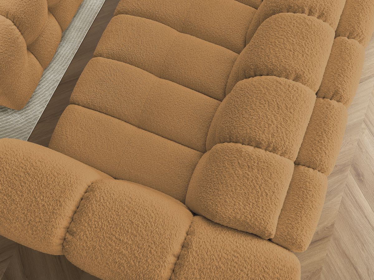 Canapé droit convertible 3 places CLOUD tissu bouclette avec pouf