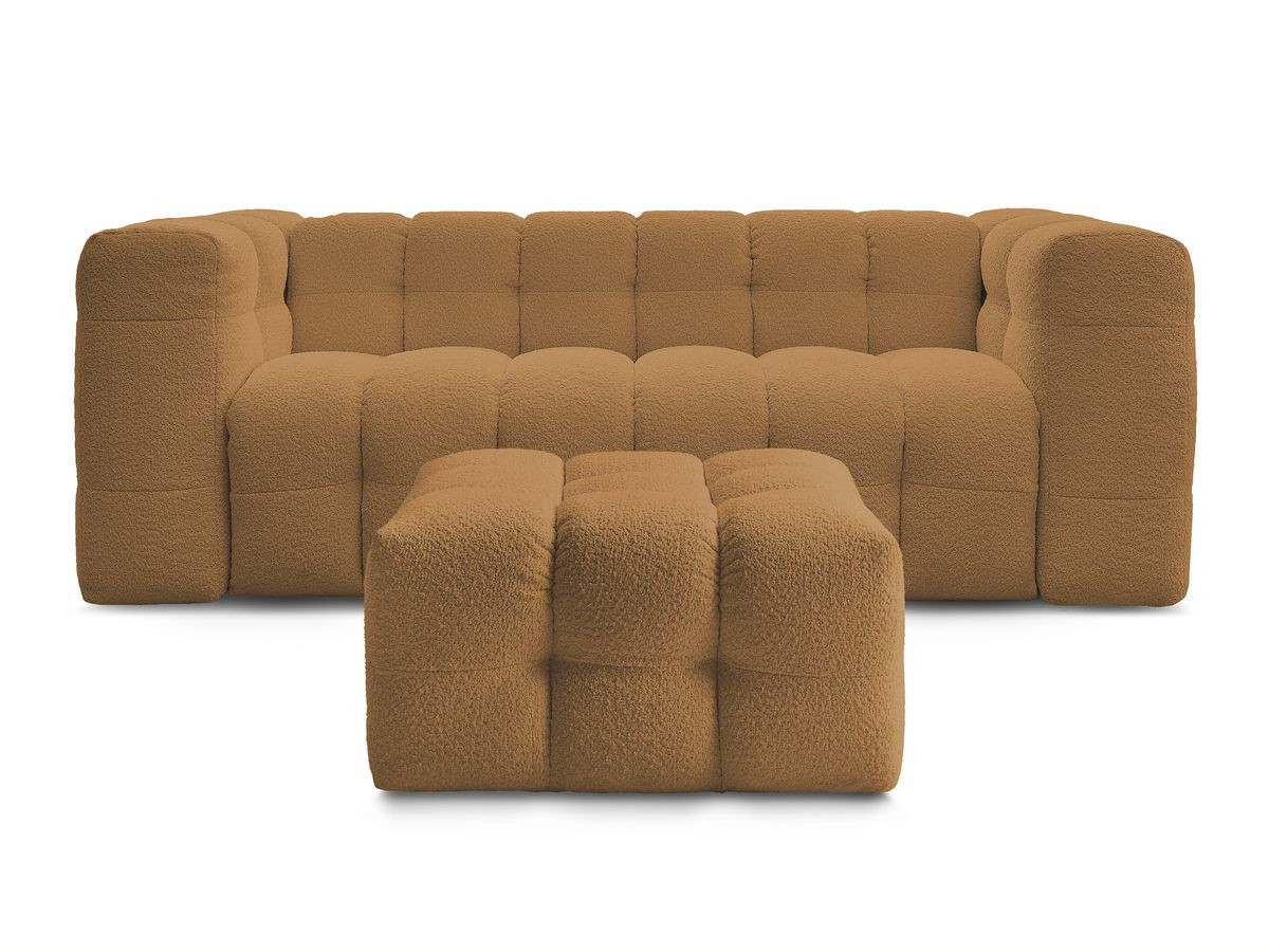 Canapé droit convertible 3 places CLOUD tissu bouclette avec pouf