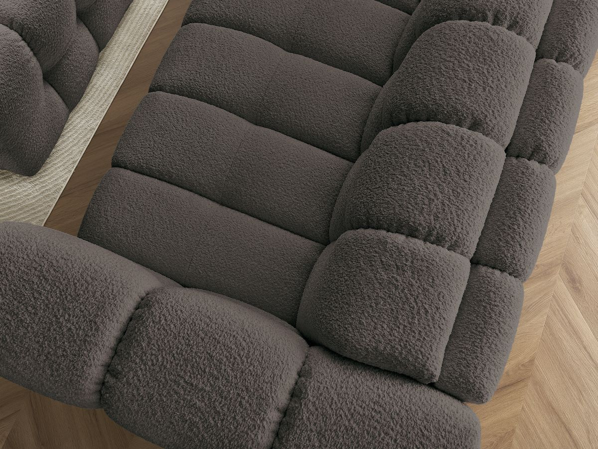 Canapé droit convertible 3 places CLOUD tissu bouclette avec pouf