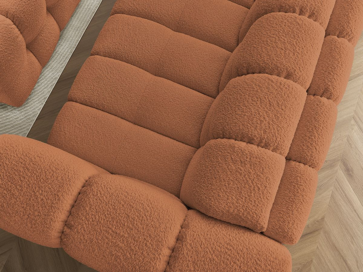 Canapé droit convertible 3 places CLOUD tissu bouclette avec pouf