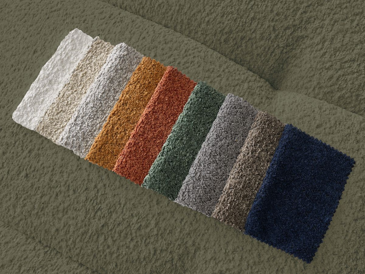 Canapé droit convertible 3 places CLOUD tissu bouclette avec pouf